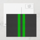 Groene koolstofvezel, racestrepen briefkaart (Voorkant / Achterkant)