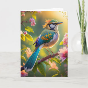 Groene kop Blauwgroen gevleugelde fantasievogel Kaart
