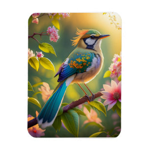 Groene kop Blauwgroen gevleugelde fantasievogel Magneet