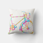 Groene koraalroze en blauwe fiets Pillow Kussen (Achterkant)