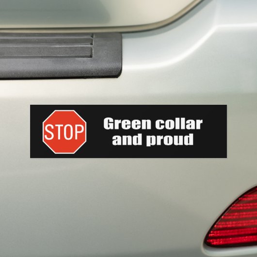 Groene kraag en trots bumpersticker (Op auto)