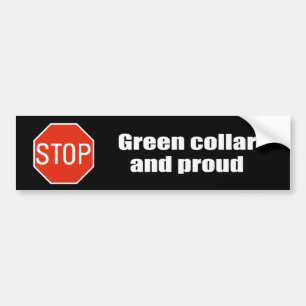 Groene kraag en trots bumpersticker