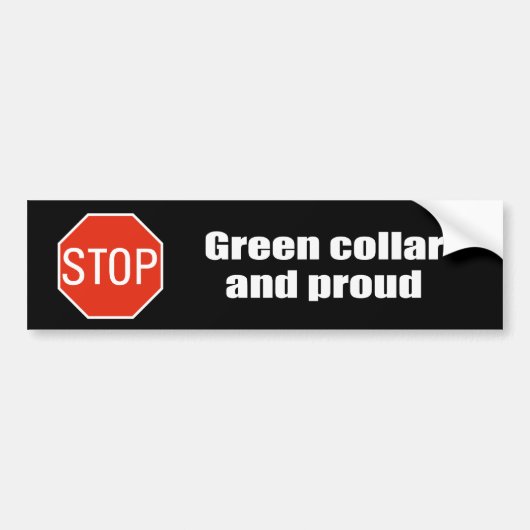 Groene kraag en trots bumpersticker (Voorkant)