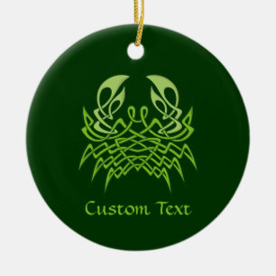 Groene Krab Celtische Knoop Keramisch Ornament