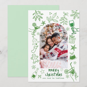 Groene krabbelige glitterschetsen Prettig kerstfee Kaart