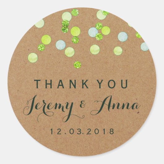 Groene Kraft Confetti Dank u sticker Modern (Voorkant)