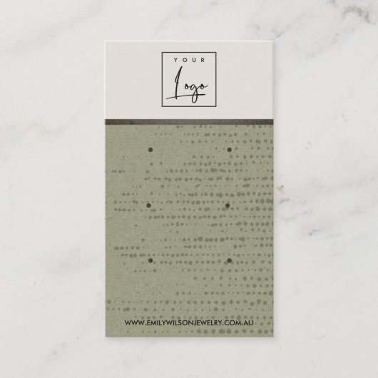 GROENE KRAFT WITTE STIP 3 STUD OORBEL DISPLAY KAAR VISITEKAARTJE (Voorkant)