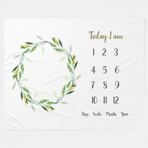 Groene krans Baby 1e jaar Mijlpaal Fleece Deken