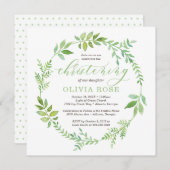 Groene Krans Doop Uitnodiging, BOHO Kaart (Voorkant / Achterkant)