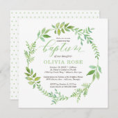Groene Krans Doop Uitnodiging, BOHO Kaart (Voorkant / Achterkant)