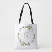 Groene krans Gepersonaliseerde Monogrammed Canvas  Draagtas (Voorkant)