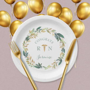 Groene krans RN afstudeerfeest decor Papieren Bordje