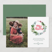 groene krans vrolijke kerstkaart (Voorkant / Achterkant)