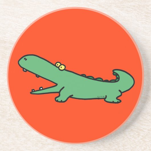 Groene krokodil zandsteen onderzetter (Voorkant)