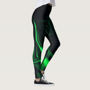 Groene krommen of golflengte in het donkerste fond leggings