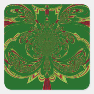 Groene Kroon Vierkante Sticker