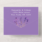 Groene kruiden Waterverf Paarse lavender Weddensch All In One Uitnodiging (Achterkant)