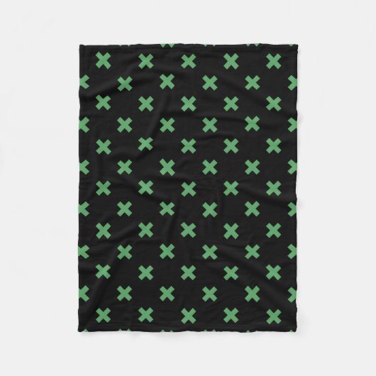 Groene kruisstiften op zwart fleece deken (Voorkant)