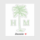 Groene Kustpalm Monogram Sticker (Vel)