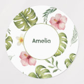 Groene labels met roze bloempatroon (Design 1)