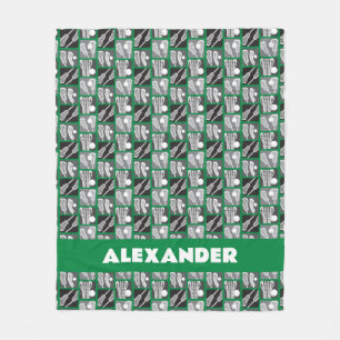 Groene Lacrosse Blokken van Sticks en Ballen Fleece Deken