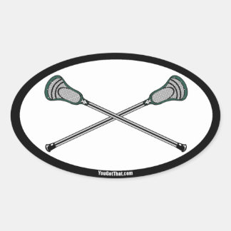 Groene Lacrosse Sticks Ovale Sticker