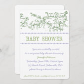 Groene Lamb Baby shower Uitnodiging - unisex (Voorkant / Achterkant)