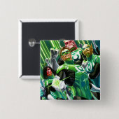 Groene lampjes vierkante button 5,1 cm (Voorkant /achterkant)