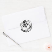 Groene lampjes vliegen, zwart en wit ronde sticker (Envelop)