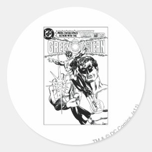 Groene Lantaarn - Action Comic Hoesje, Black en Wh Ronde Sticker