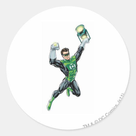Groene Lantaarn - Comic, met lantaarn Ronde Sticker (Voorkant)