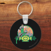 Groene Lantaarn en Cityscape Sleutelhanger (Voorkant)