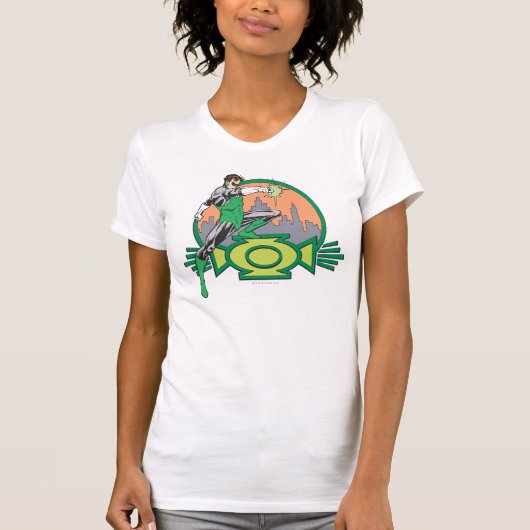 Groene Lantaarn en Cityscape T-shirt (Voorkant)