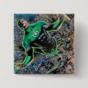 Groene Lantaarn en de maan Vierkante Button 5,1 Cm