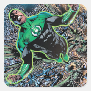 Groene Lantaarn en de maan Vierkante Sticker