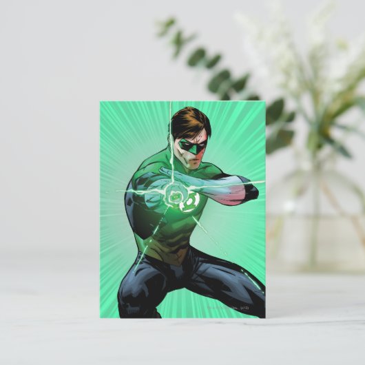 Groene lantaarn en golvende ring briefkaart (Staand voorkant)