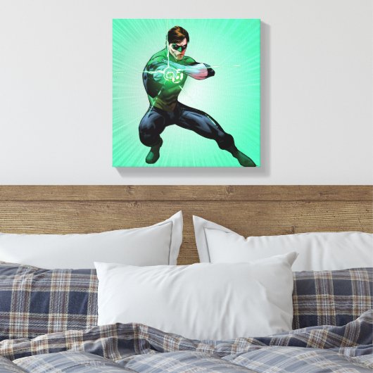 Groene lantaarn en golvende ring canvas afdruk (Insitu (Slaapkamer))