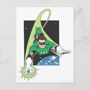 Groene Lantaarn in ruimte Briefkaart