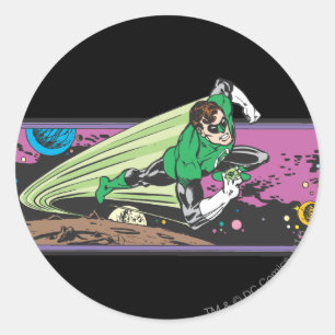 Groene lantaarn maakt door ruimte ronde sticker