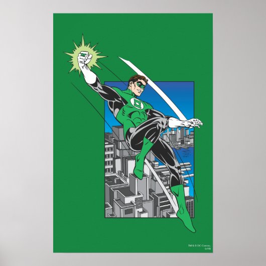 Groene Lantaarn met achtergrond stad Poster (Voorkant)