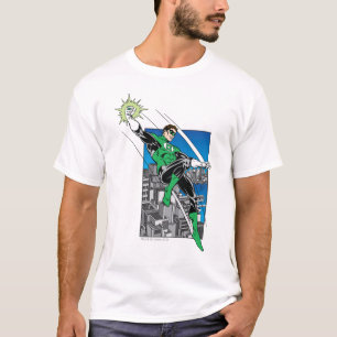 Groene Lantaarn met achtergrond stad T-shirt