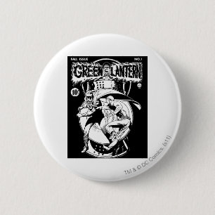 Groene Lantaarn met cape in gevecht, zwart en wit Ronde Button 5,7 Cm