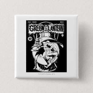 Groene Lantaarn met cape in gevecht, zwart en wit Vierkante Button 5,1 Cm