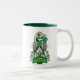 Groene Lantaarn op decoratieve achtergrond Tweekleurige Koffiemok