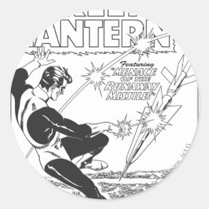 Groene lantaarn - Ritel, zwart en wit Ronde Sticker