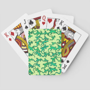 Groene lantaarns op een kalkgroene achtergrond pokerkaarten