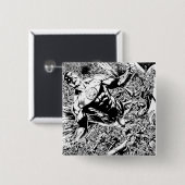 Groene Lantern en de maan - Zwart-wit Vierkante Button 5,1 Cm (Voorkant /achterkant)