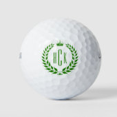 Groene Lauwerierkrans Aangepaste Monogram Golfballen (Voorkant)