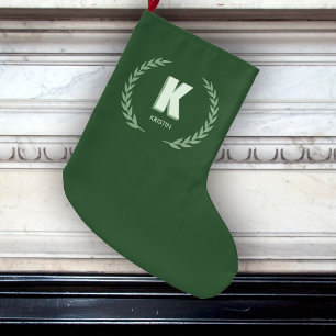Groene lauwerkrans Letter K monogram Grote Kerstsok
