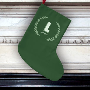 Groene lauwerkrans Letter L monogram Grote Kerstsok